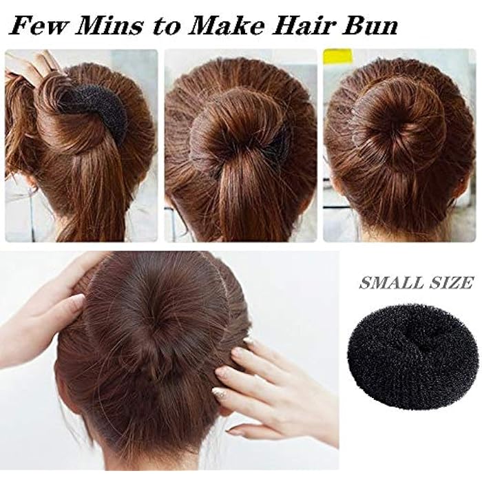 SQULIGT Extra Small Hair Bun Maker for Kids, 6 PCS Chignon Hair Donut Sock Bun Form for Girls, Mini Hair Doughnut Shaper for Short and Thin Hair (Small Size 2 Inch, Black) - Image 4